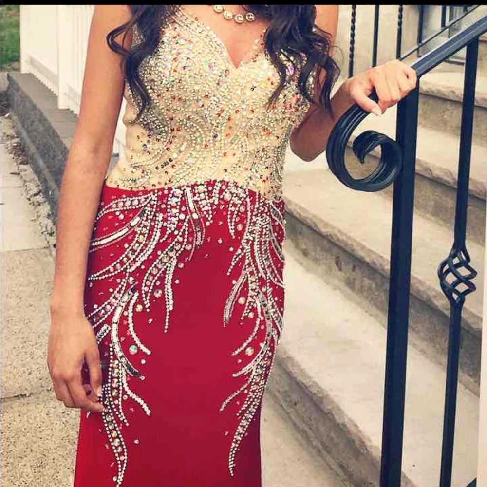 Red Sequin Prom Dress